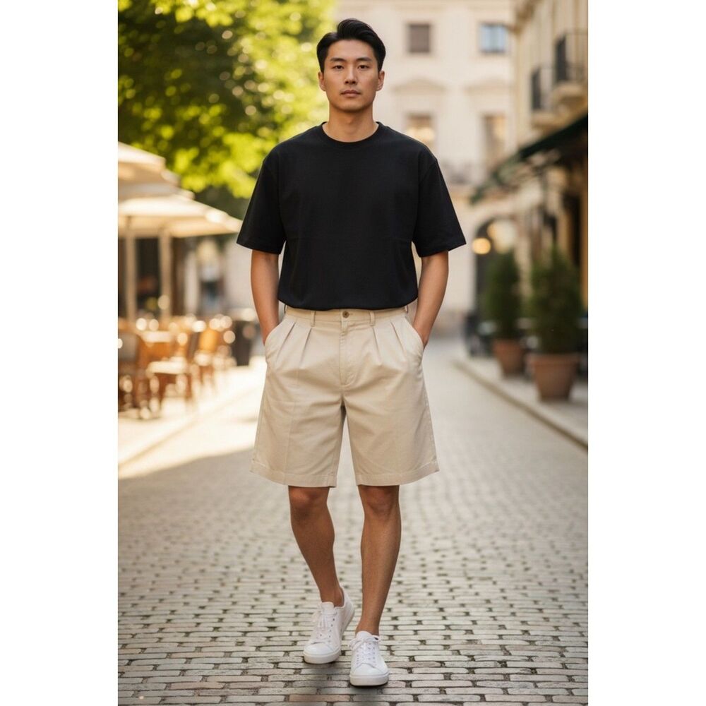 Vintage Polo Ralph Lauren "Polo Chino" Pleated Shorts - Khaki Beige - Men's 34